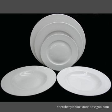 Porcelain Platter Plate, Wide Rim Plate/9'' Inches Soup Plate/9.5'' Inches Soup Plate (YSWD018)